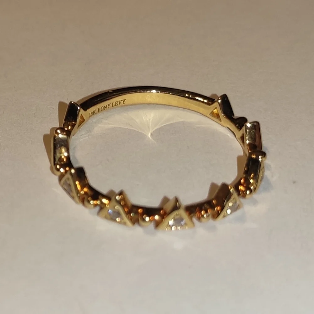 Bony Levy 18K Diamond Diamond Accent Triangular Station Crown Ring